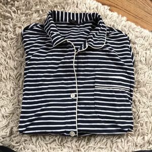 Blue and white stripped pj top, with front pocket